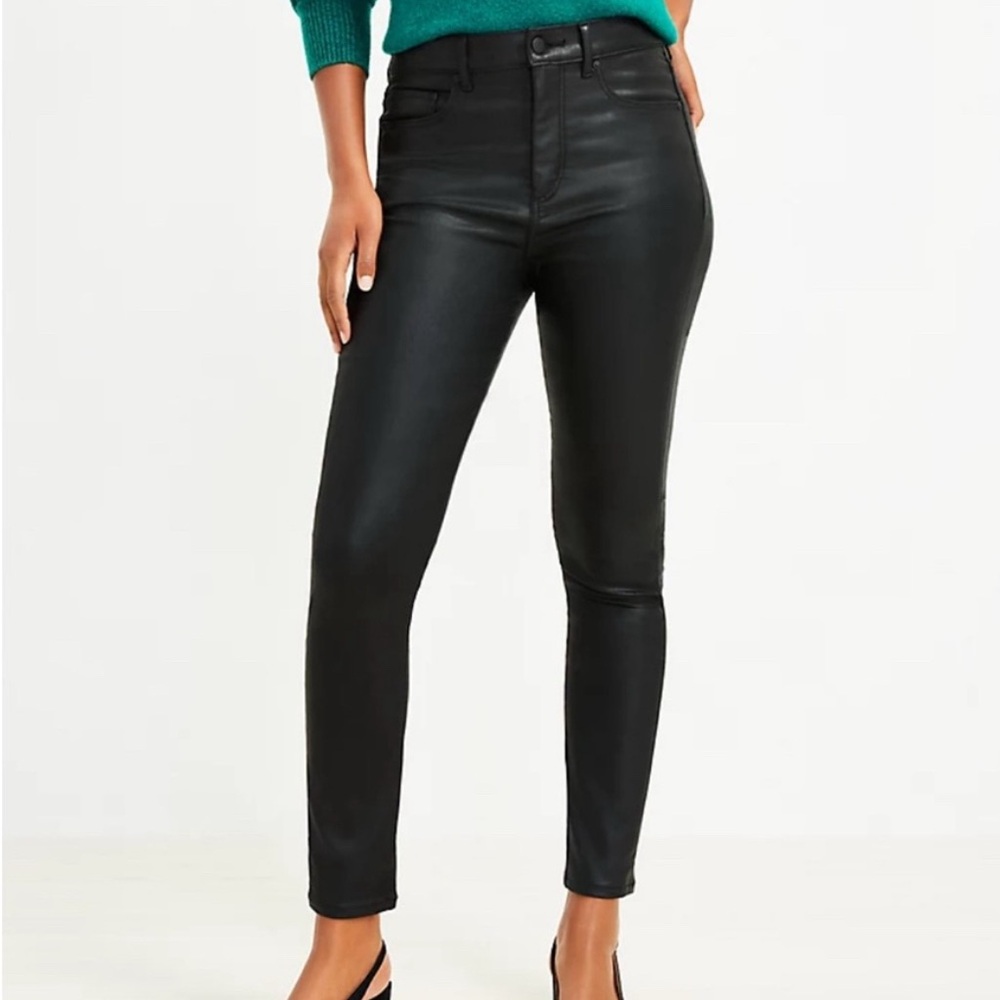 LOFT Leather Coated Curvy Skinny Jeans